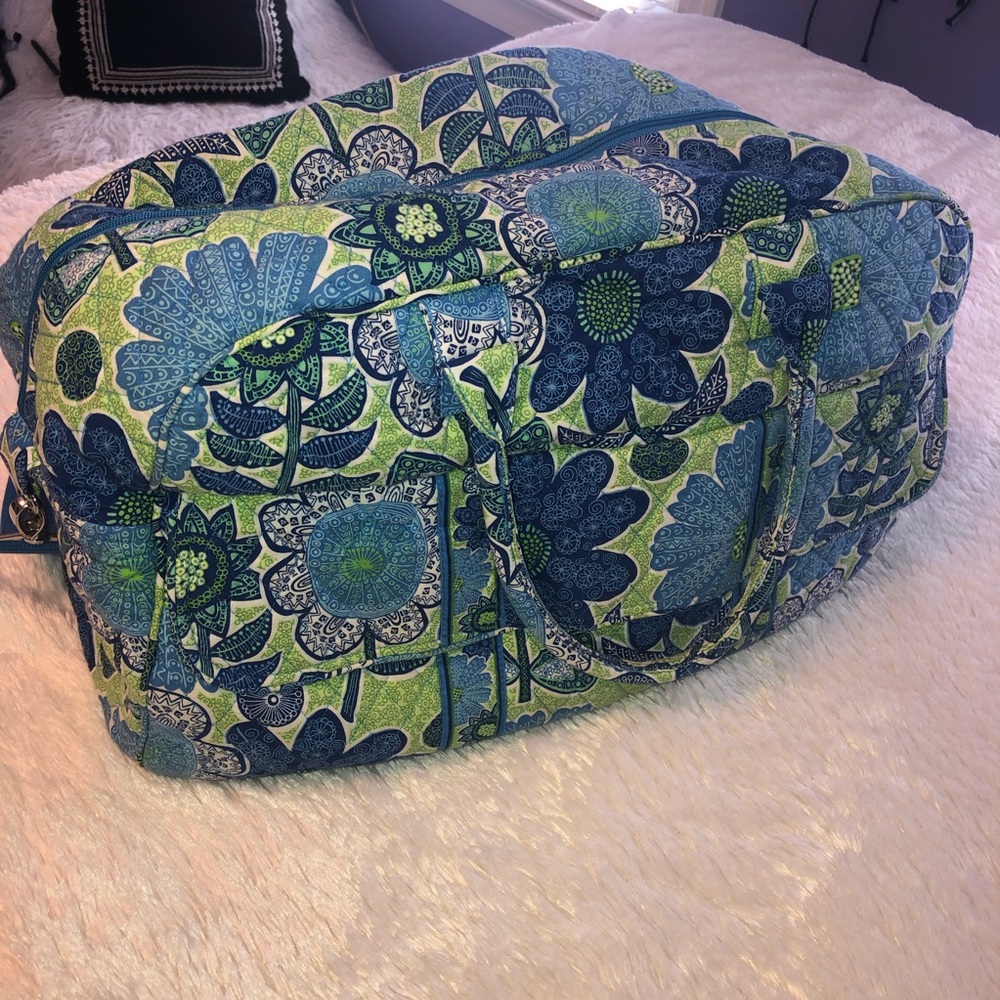 Vera Bradley blue and green patterned duffel bag